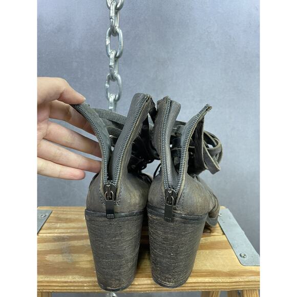 Free People Boot Carrera Women's Leather Woven Ankle Zip 38 - Picture 7 of 7